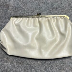 Chic Cream Clutch with Gold Accents